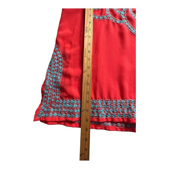 GRETCHEN SCOTT DESIGNS Red and Blue‎ Split Neck 3/4 Sleeve Tunic Top Size Small - Picture 9 of 14